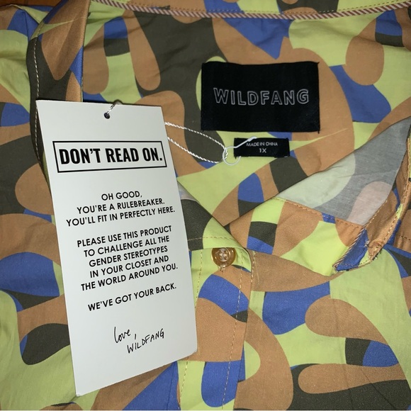 NWT Wildfang Essential Short Sleeve Abstract Bold Button Up Shirt - Picture 12 of 12